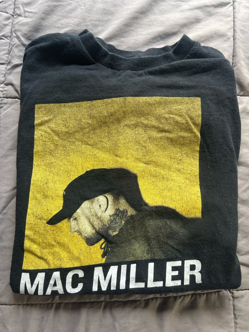 Black Graphic Tee with Yellow Photo Block
